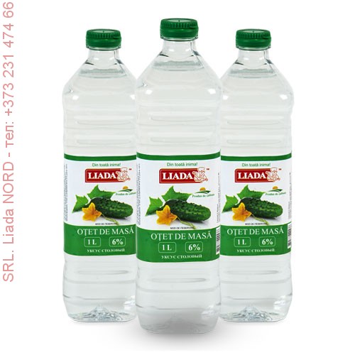 Уксус столовый (table vinegar) LIADA, пэт бутылка 1 литр / 6%