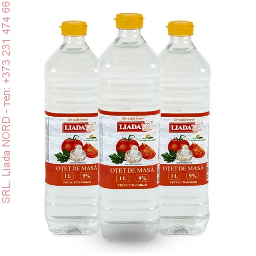 Уксус столовый (table vinegar) LIADA пэт бутылка 1 литр /  9%